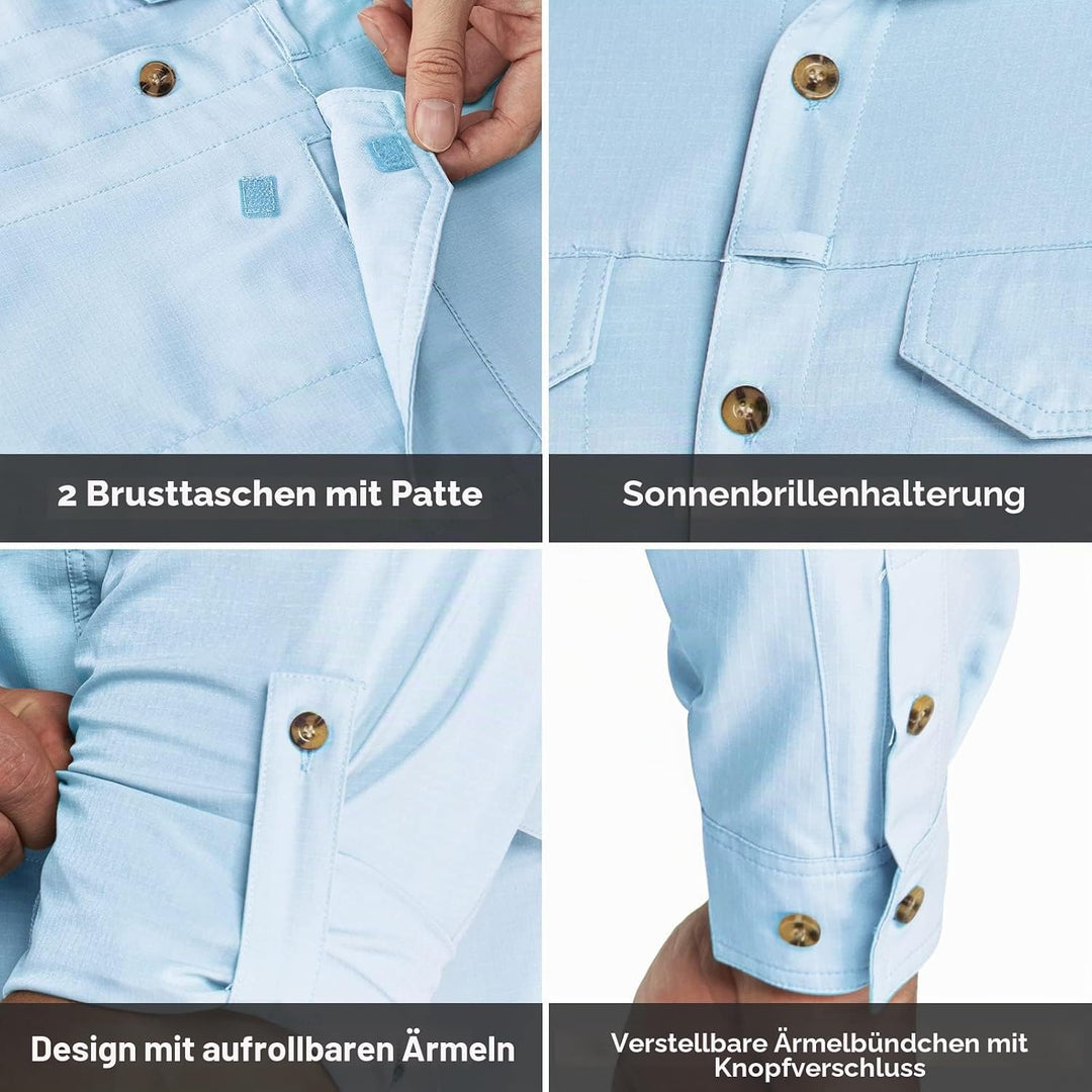 Outdoor Ventures Hemd Herren Freizeithemd Langarm Outdoor Shirt Atmungsaktive Schnell Trocknende Fun
