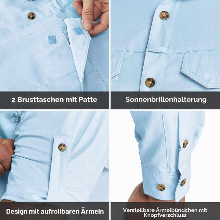 Outdoor Ventures Hemd Herren Freizeithemd Langarm Outdoor Shirt Atmungsaktive Schnell Trocknende Fun