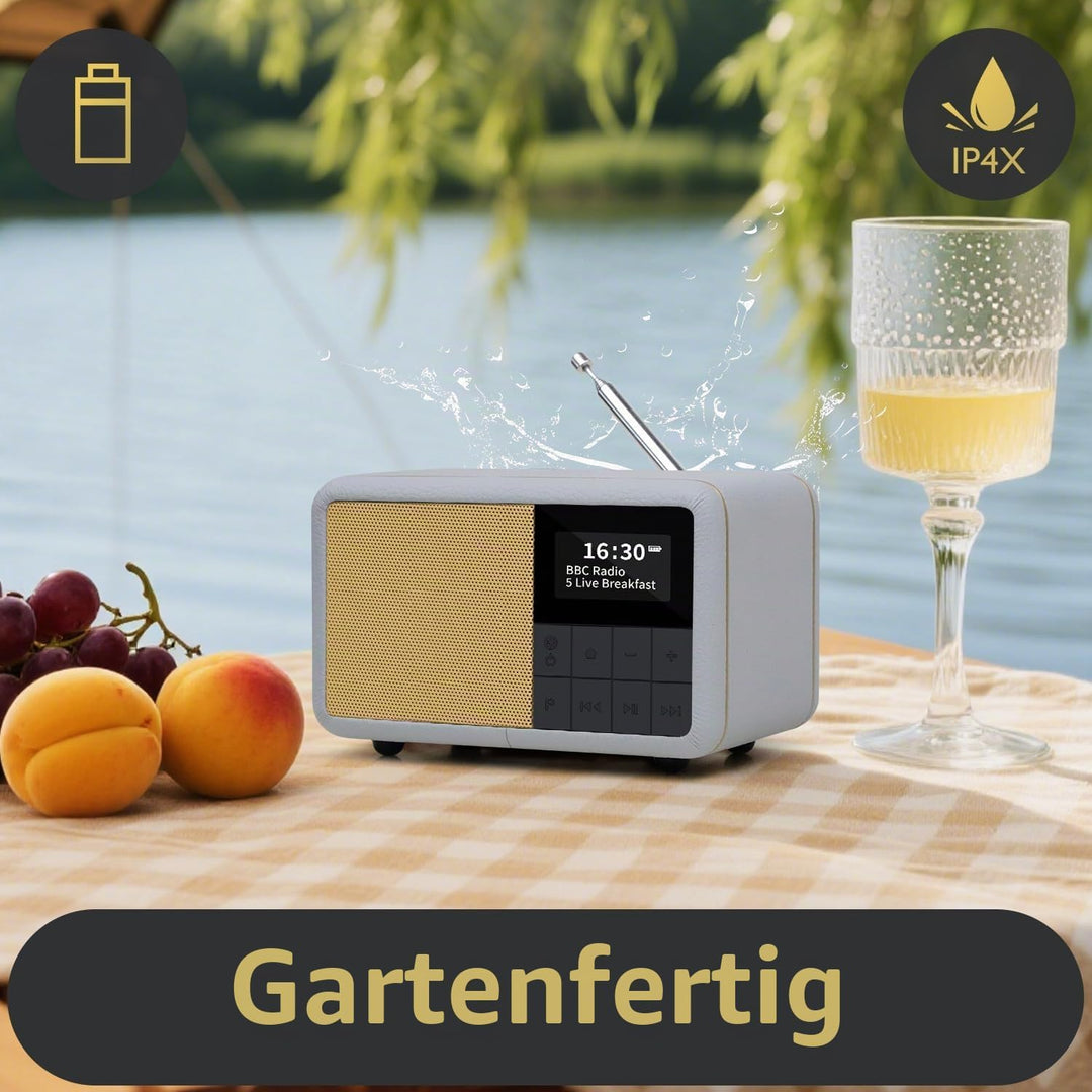 LEMEGA CR7 Tragbares Mini DAB+ Radio mit Bluetooth（Akku mit bis zu 12 Stunden Laufzeit,UKW,IPX4 wass