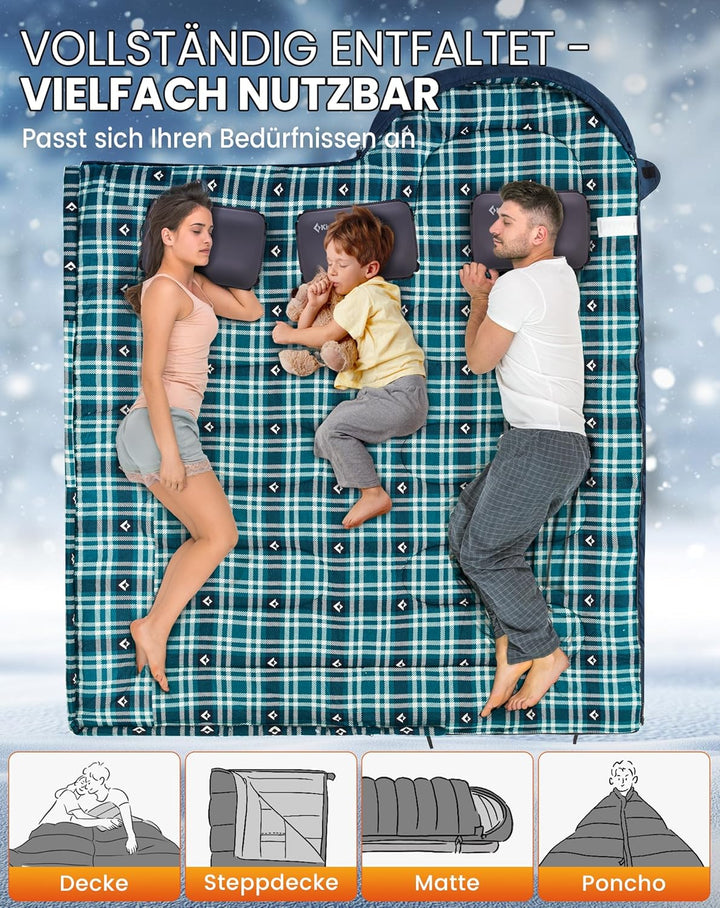 KingCamp Schlafsack für Erwachsene, Winter, Flanell, kompakt, 3-4 Jahreszeiten, Decke für Camping, R