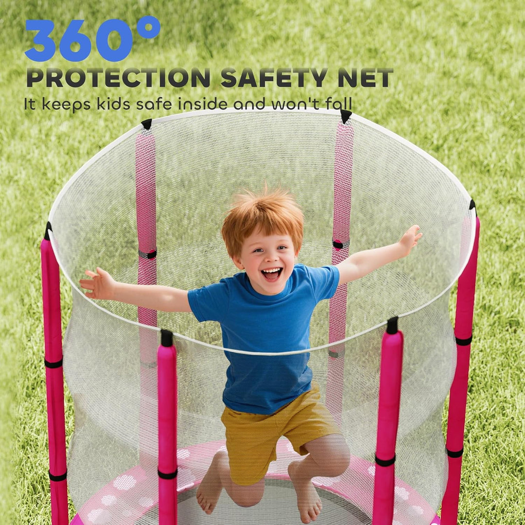 AIYAPLAY 4.6ft Kinder Trampolin mit Sicherheit Gehäuse Netz, Freizeit Kleinkind Trampolin für Indoor