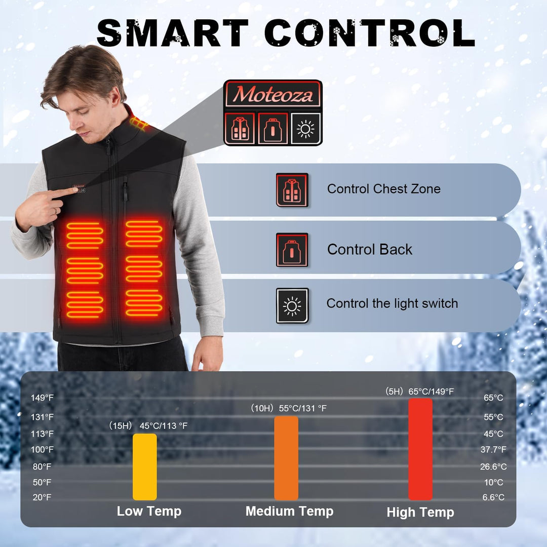 Moteoza Eletriksche Beheizte Weste Herren Wärmeweste mit Akku, Heizweste Winterjacke S Schwarz, S Sc