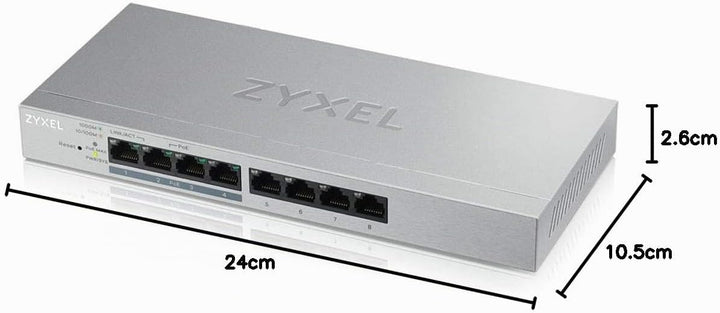 Zyxel 8-Port Gigabit Web / Smart Managed PoE+ Switch mit einem Budget von 60 Watt, Lifetime Garantie