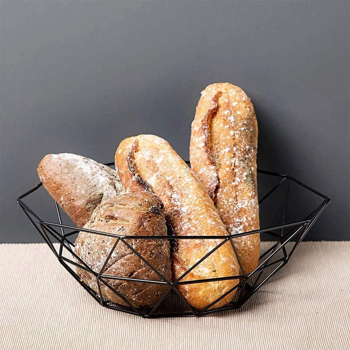 2 Stück Obstkorb Aus Metalldraht, Schwarz Openwork Metall Obstschale für Obst, Gemüse, Brot, Küchen