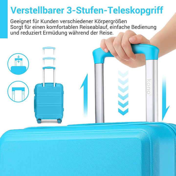 KONO Koffer Trolley Reisekoffer aus ABS+PC – Leichter Hartschalenkoffer mit 4 Zwillingsrollen und TS