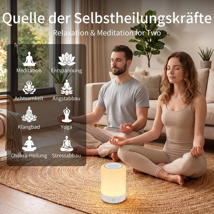 Kipcush Automatische tibetische Meditationsschale – tragbar, wiederaufladbar, mit 9 Klängen, Nachtli