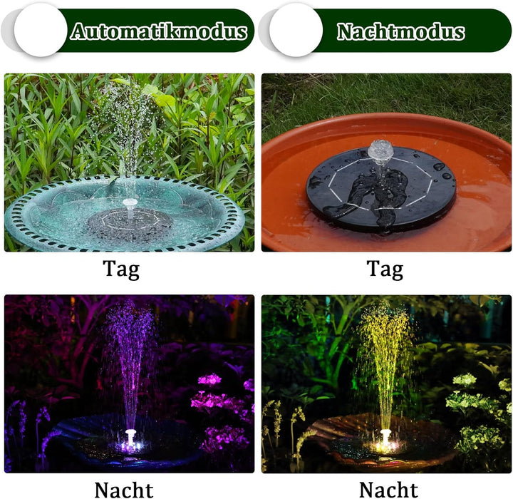 AISITIN LED Solar Springbrunnen für Aussen mit 3000mAh Akku, 3,5W Solar Schwimmender Fontäne Pumpe m