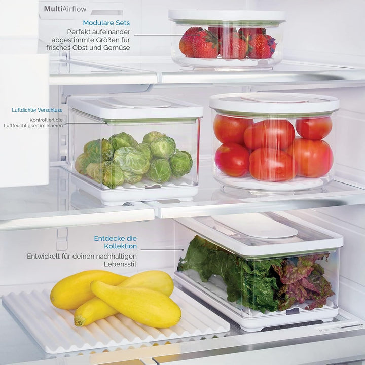 iDesign Vorratsbehälter mit Deckel, grosser Kühlschrankorganizer für Obst &amp; Gemüse mit Luftregulieru