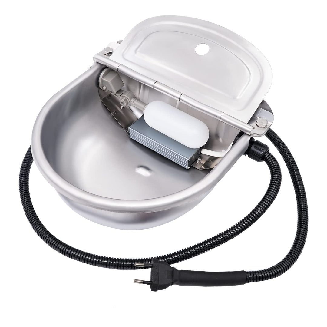 Automatisch beheizter Edelstahl-Wassernapf mit Schwimmerventil, Thermo-Wassertrog für Vieh, Rinder,