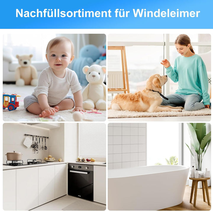 9 Stück Windeleimer Nachfüllkassetten,Hervorragende Abdichtung und Zähigkeit,Kompatibel mit Windelei
