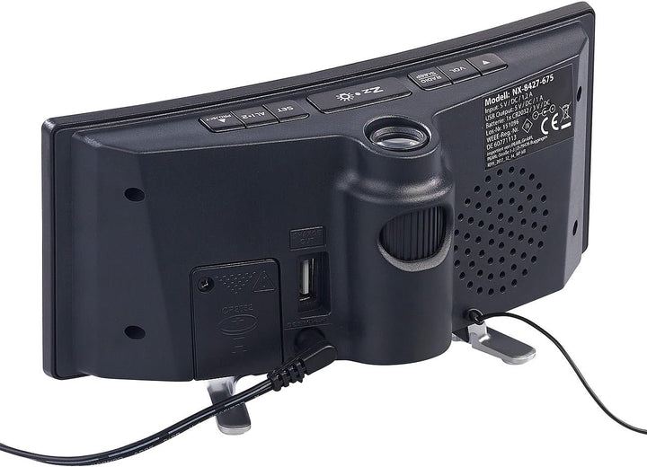 auvisio Weckradio: Projektions-Radiowecker mit Curved-Display, Dual-Alarm & USB-Ladeport (LED Wecker