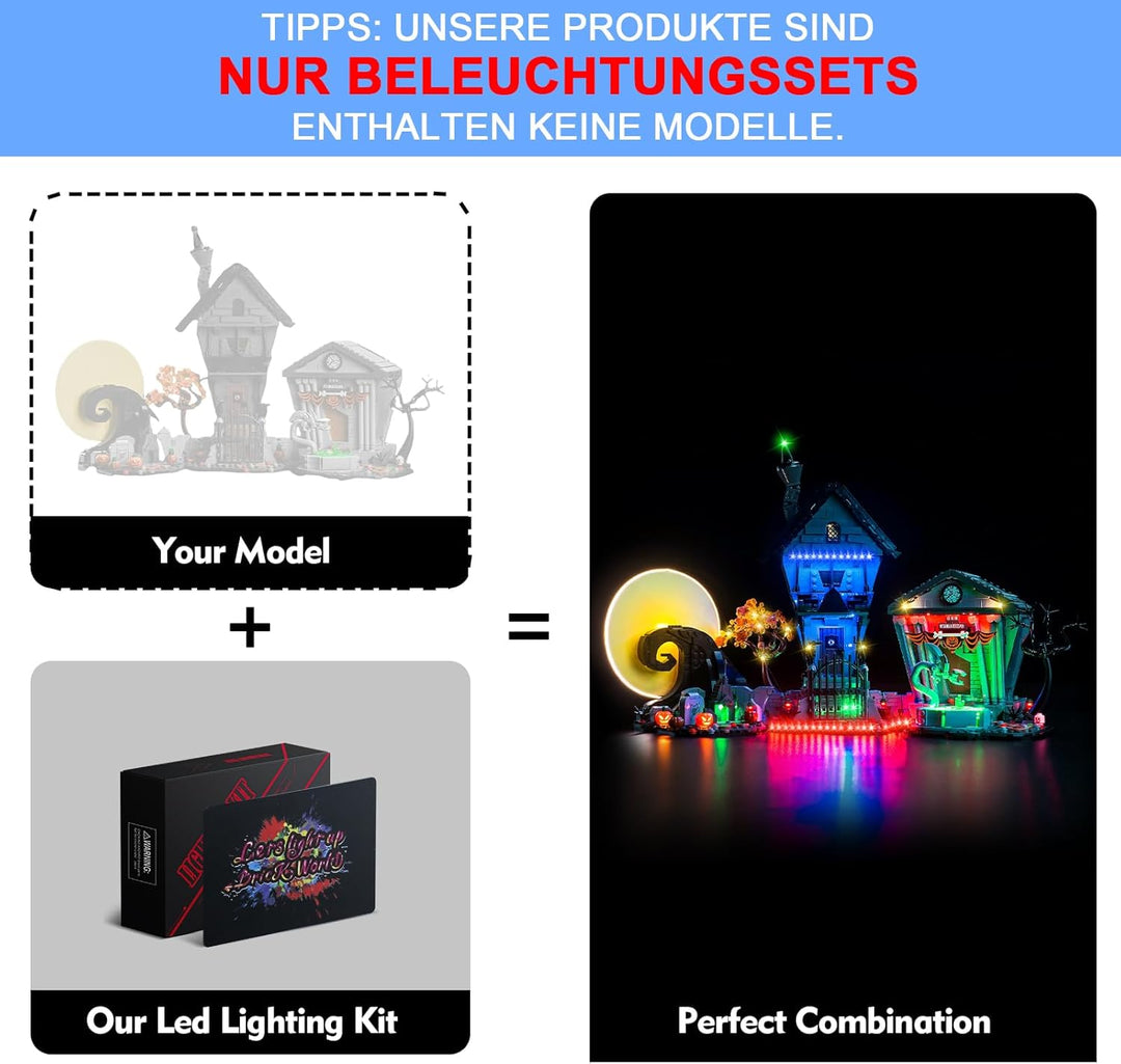 Licht Set Kompatibel mit Lego 21351 Tim Burtons Disney Film Nightmare Before Christmas Aktualisierte