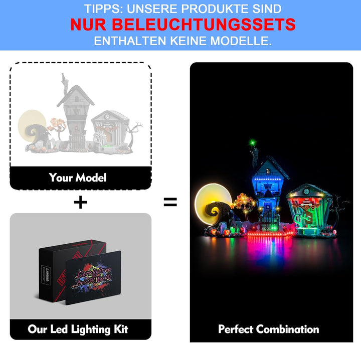 Licht Set Kompatibel mit Lego 21351 Tim Burtons Disney Film Nightmare Before Christmas Aktualisierte