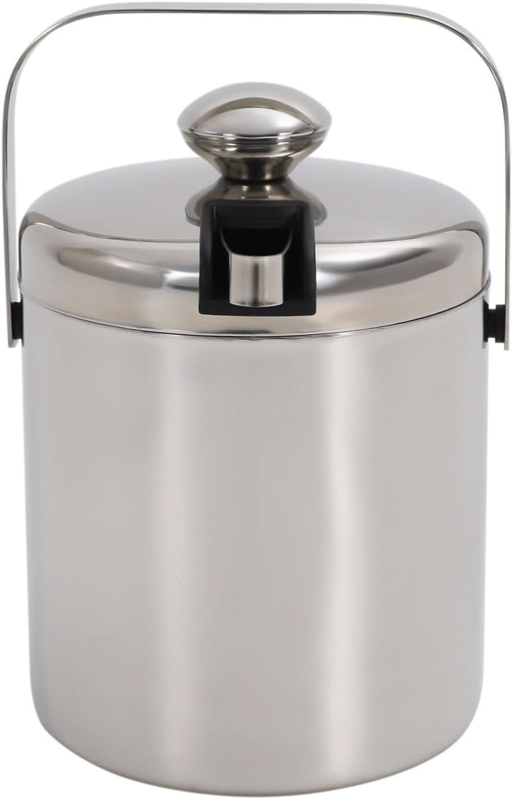 Eiswürfelbehälter mit Deckel 1,3L Edelstahl Eiskübel | Eiskübel mit Deckel aus 304 Edelstahl, doppel