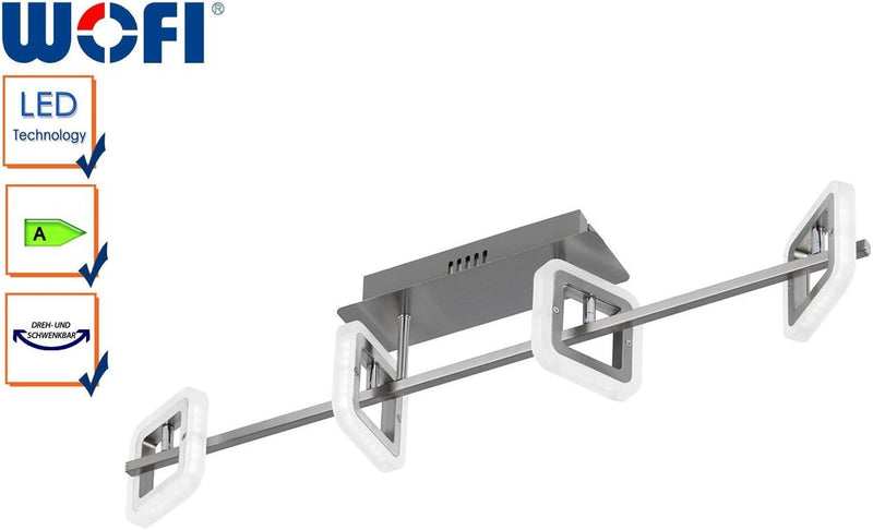 Wofi Deckenleuchte, 4-flammig Davis 4 x LED / 5 W, 12, 5 x 18, 5 x 85, 5 cm, 3000 k, 400 lm, Energie