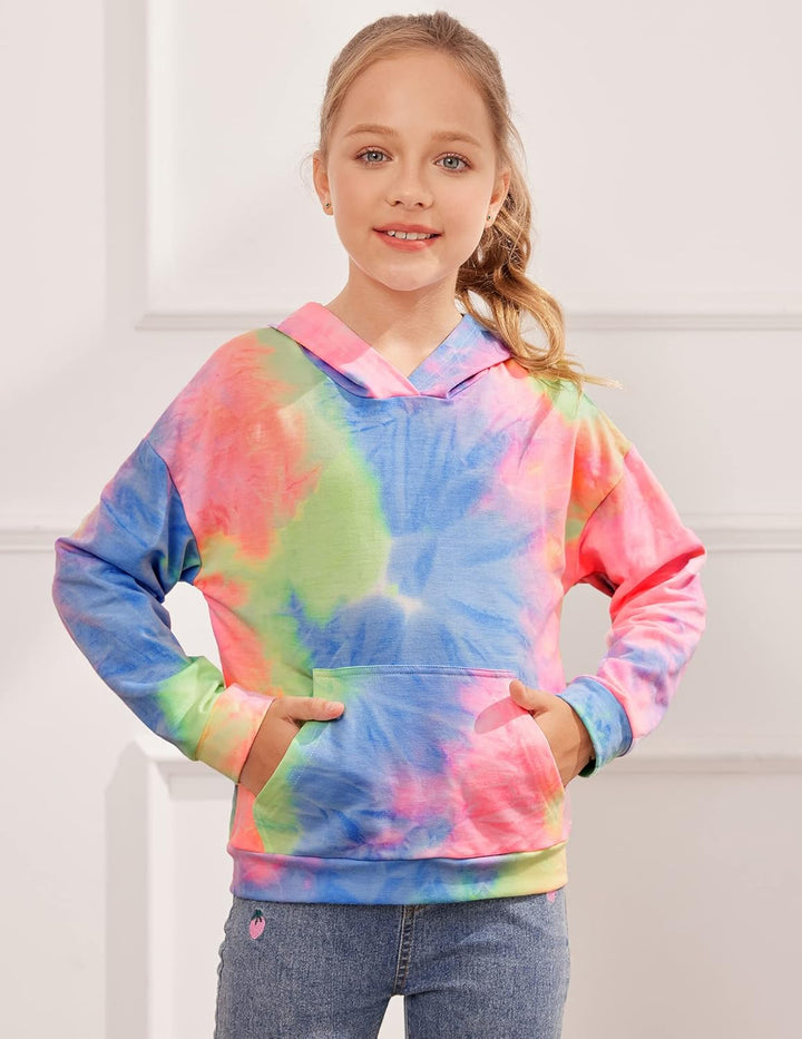 Arshiner Mädchen Hoodie Batik Kinder Pullover Freizeit Mode Sweatshirt mit Kapuze Herbst Winter Lang