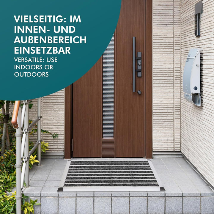 etm Alu Fussmatte Elegant Mat - effektiv reinigender Fussabtreter - Schmutzfangmatte in 2 Grössen -