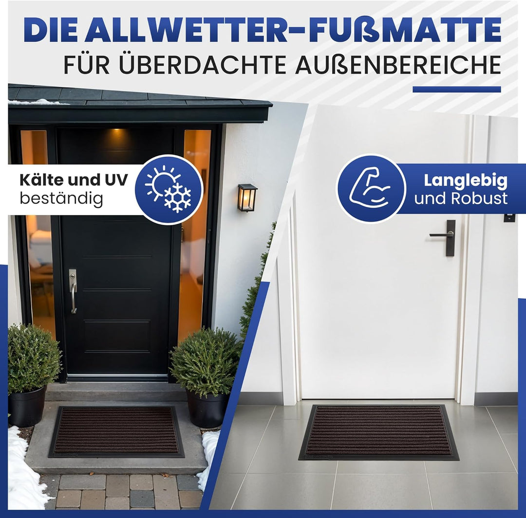 Fussmatte aussen - extrem rutschfest &amp; langlebig - Fussabtreter aussenbereich braun 90x150cm - Türma