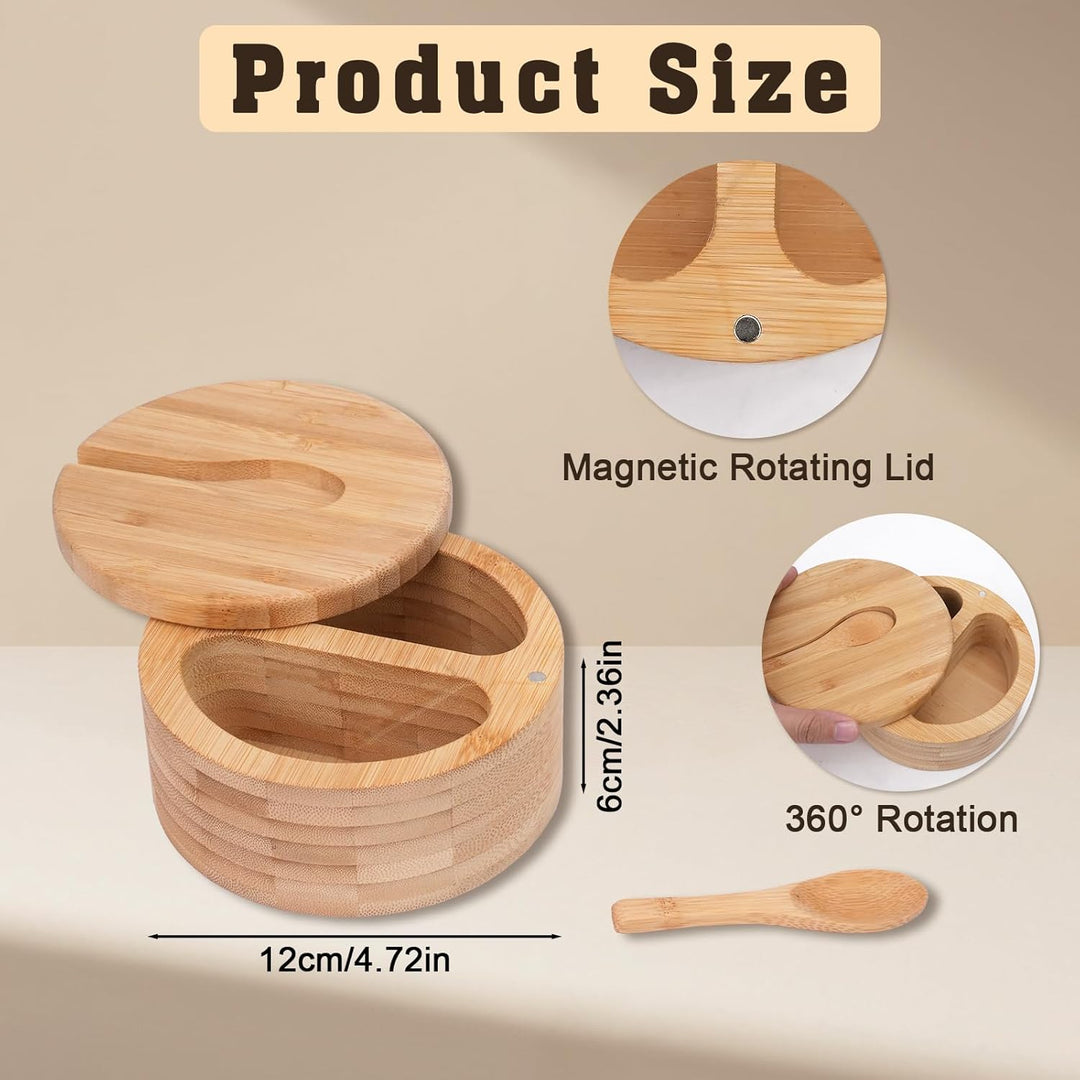 2 Stk Salzdose mit Deckel und Löffel, Salzbehälter Holz für Küche, Magnetische Salztopf Klein, Salzf