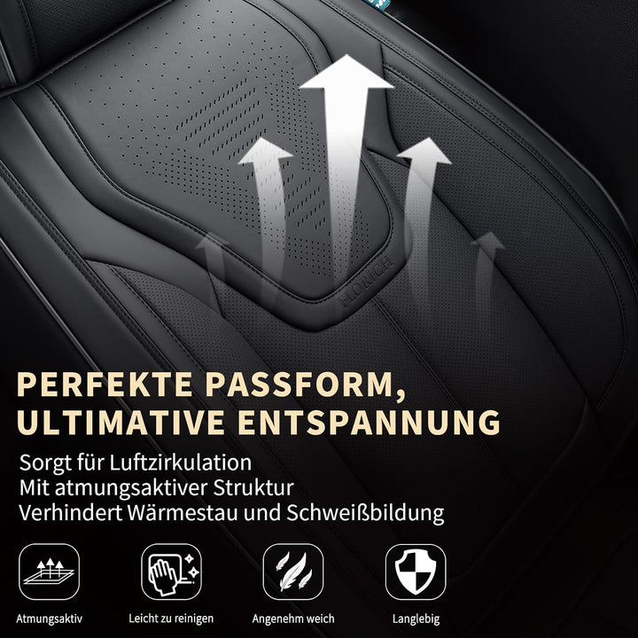 FLORICH Autositzbezüge Kunstleder, Vorder- und Rücksitzbezüge, 5 Stück, komplettes Set, universell p