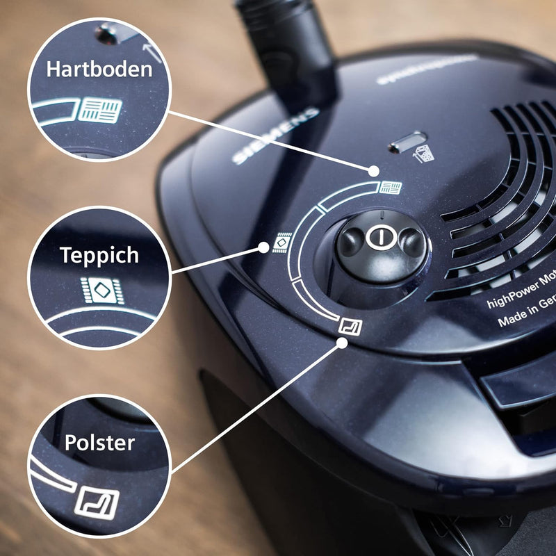 Siemens Staubsauger mit Beutel synchropower VS06B1110, Bodenstaubsauger, Hygiene-Filter, Bodendüse f