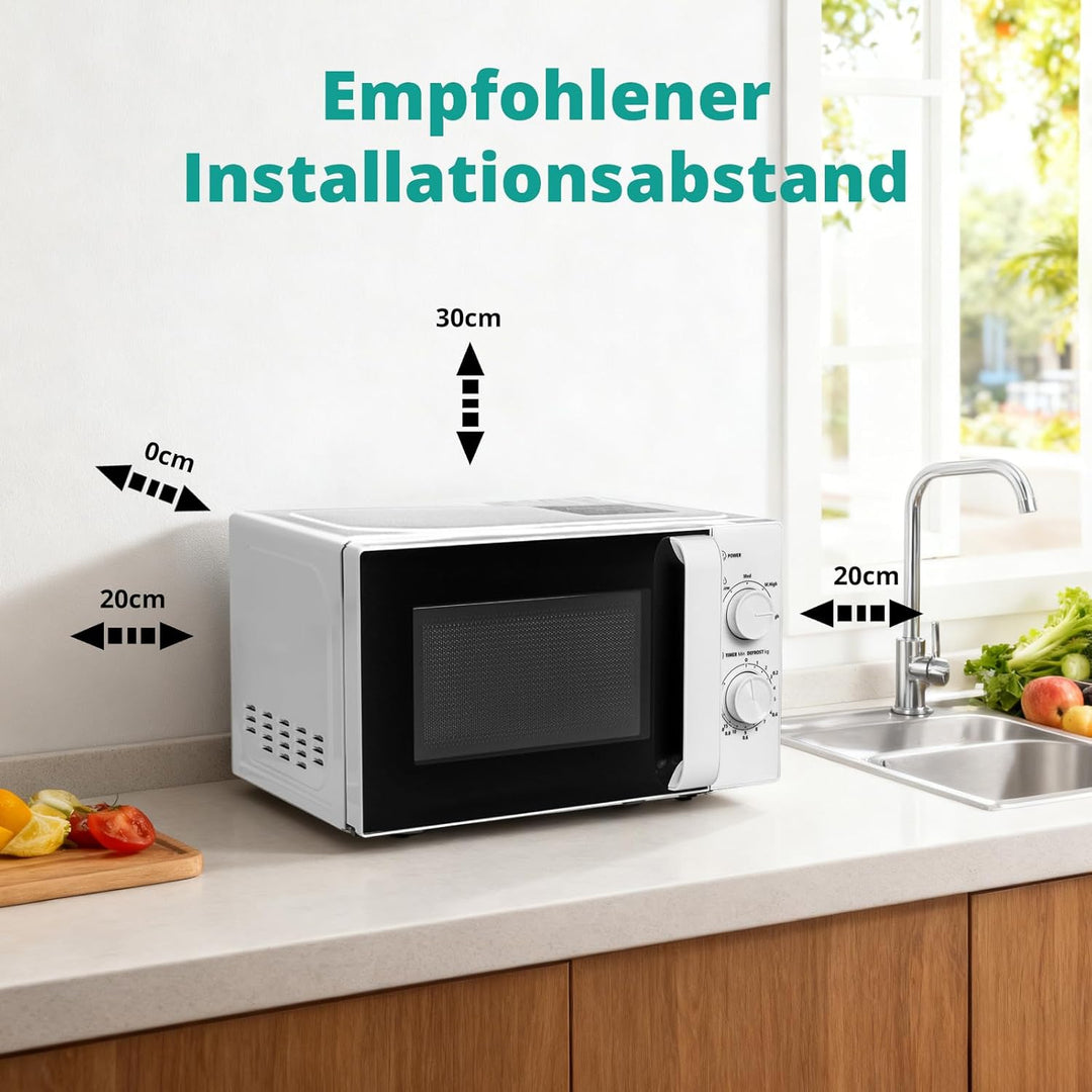SMETA Mikrowelle 20L, 700W, Mikrowelle Klein, 5 Leistungsstufen, Auftaufunktion nach Zeit und Gewich