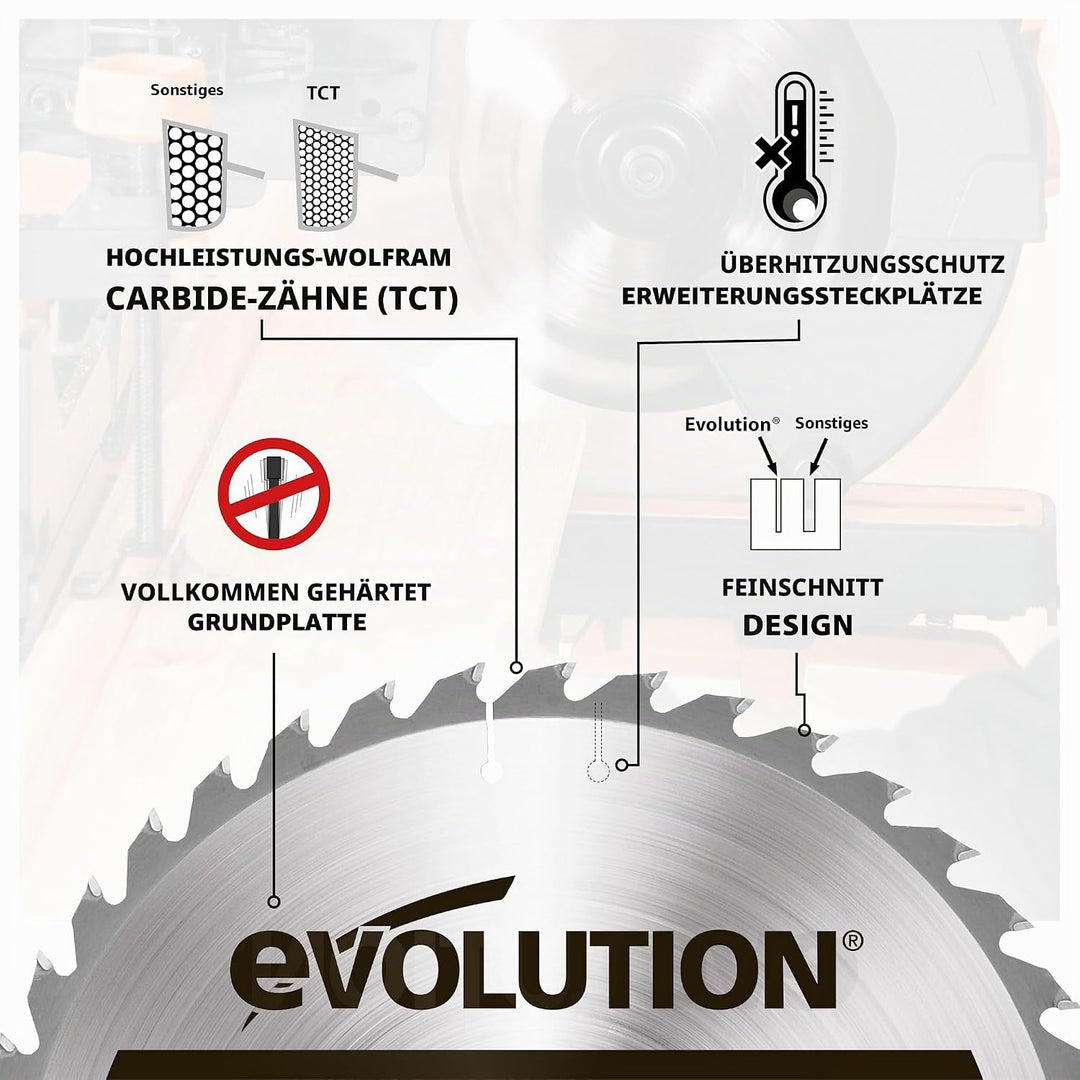 Evolution FW185TCT-40 - 185 mm feines Holzsägeblatt - Hartmetallbestücktes Sägeblatt mit 40 Zähnen l