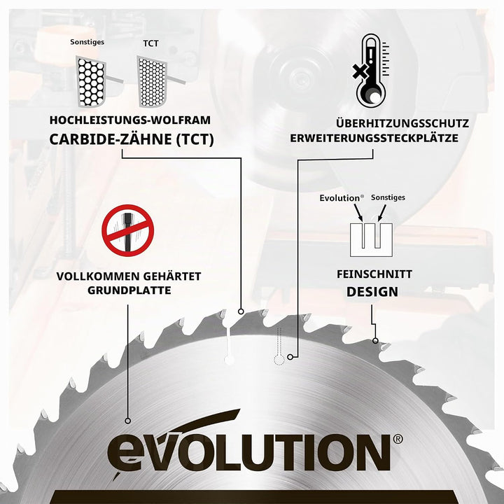 Evolution FW185TCT-40 - 185 mm feines Holzsägeblatt - Hartmetallbestücktes Sägeblatt mit 40 Zähnen l