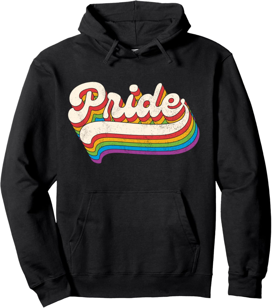 LGBTQ Gay Pride Vintage Ally Rainbow Lesbian Bisexual Trans Pullover Hoodie