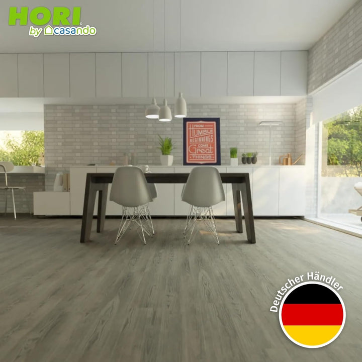 HORI Klick Hartvinylboden Rigid SPC Landhausdiele Holzoptik - Klick-Vinyl mit Trittschalldämmung - s
