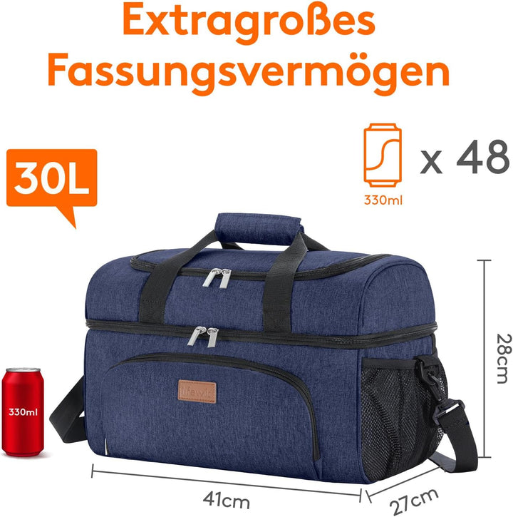 Lifewit grosse Kühltasche für 48 Dosen, isolierte Lunch-Tasche, leichte, tragbare Kühltasche, doppel