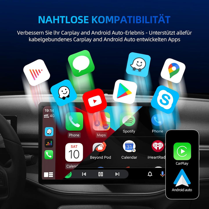 Drahtloser CarPlay-Adapter für Apple iPhone & Android (2025-2026 Upgrade) – Kompakte Grösse, Plug &
