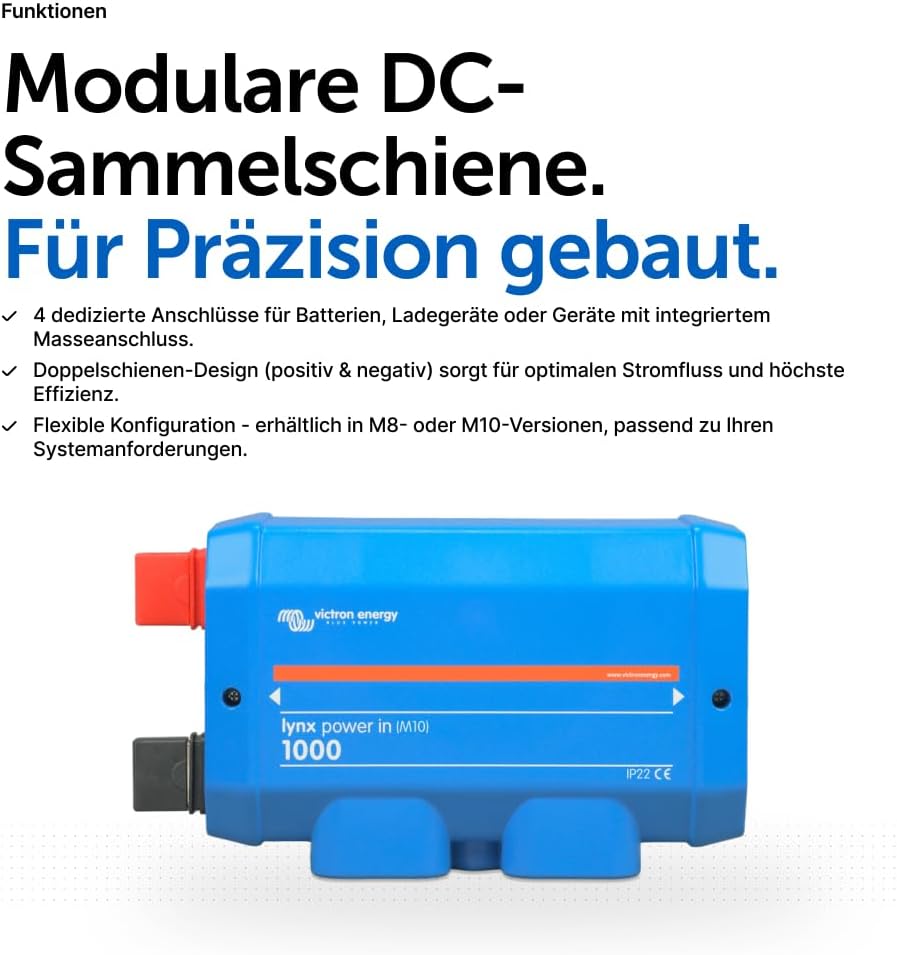 Victron Energy Lynx Power In M10 – DC-Eingangsmodul mit M10-Anschlüssen, 1000A Kapazität, für modula