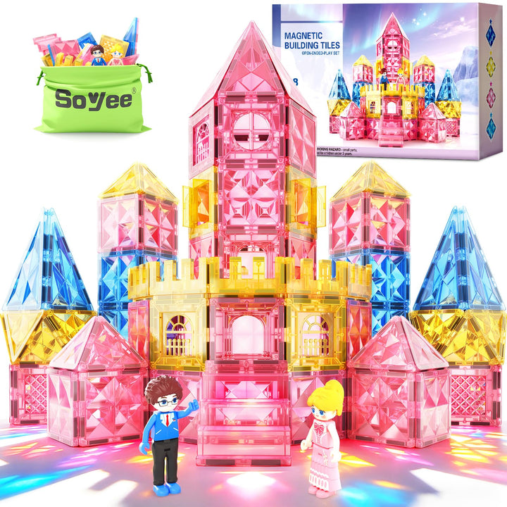 Soyee Magnetische Bausteine 58 Teile Montessori Spielzeug ab 3 4 5 6 7 Jahre Magnetbausteine Geschen