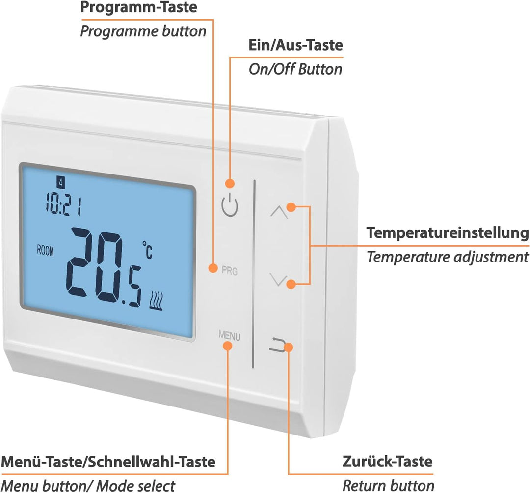 868MHz Funk-Thermostat/Raumregler Set, Sender mit Batteriebetrieb (2X AAA), Tuya Smart App für Smart