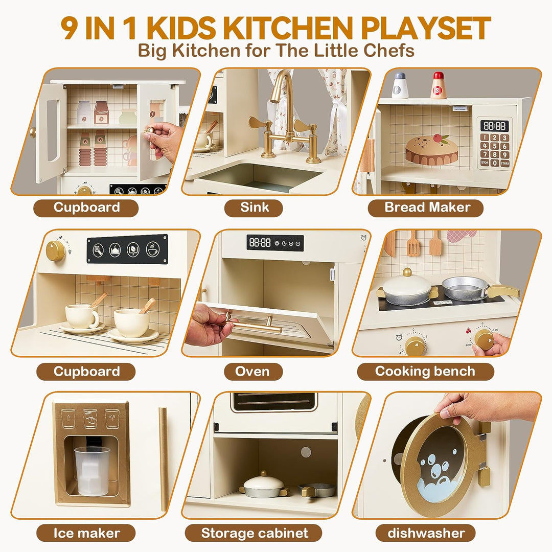 Spielen Küche für Kinder Holz Pretend Spielen Küche Set Spielzeug Spielzeug Küche mit 26 Stück Spiel