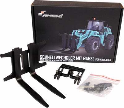 Amewi 28138 Schnellwechsler mit Gabel für Radlader-Modelle G48XE, Schwarz