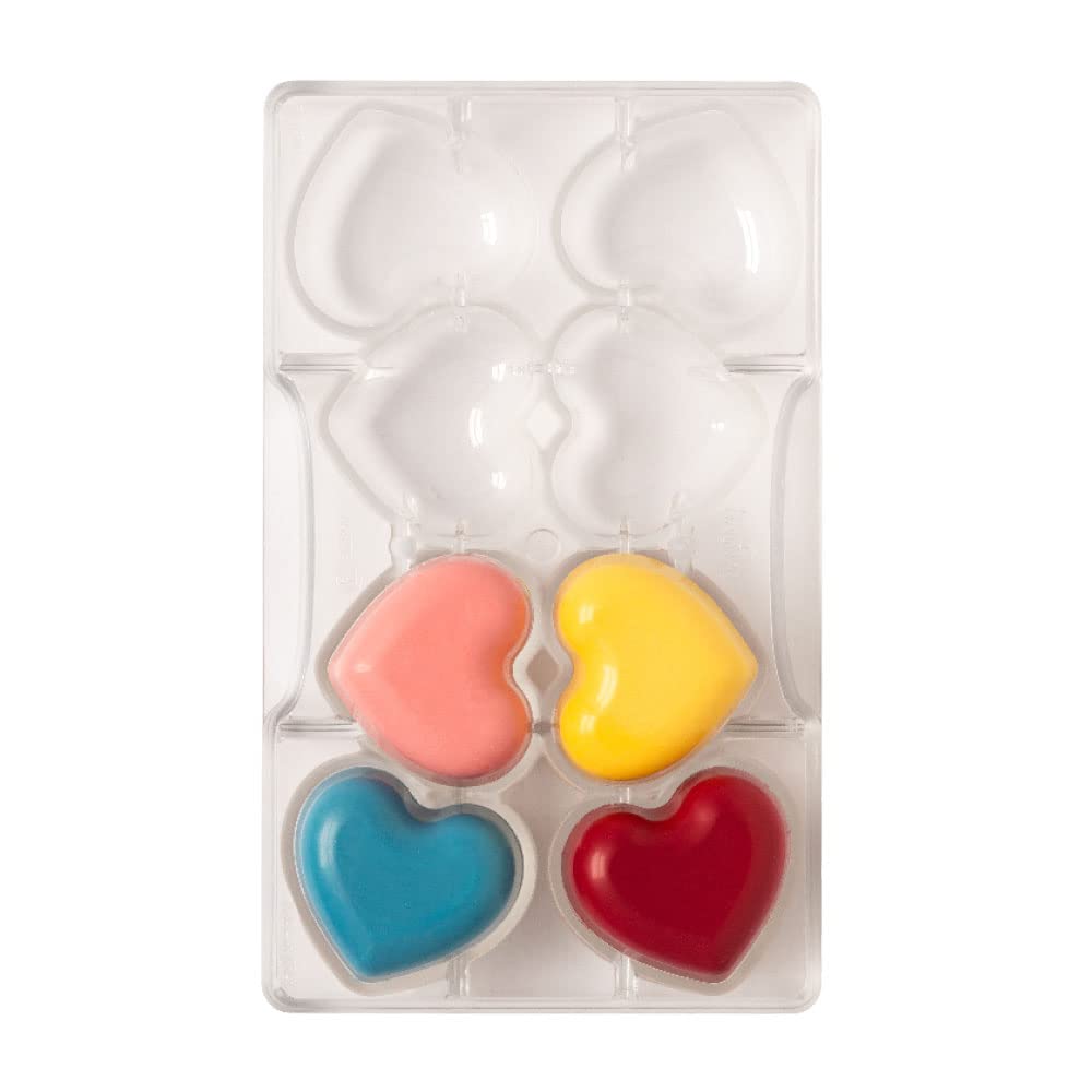 DECORA, 0050073 Herzförmige Schokoladenform aus Polycarbonat, 8 Kavitäten 50 x 20 mm, Ideal für glän