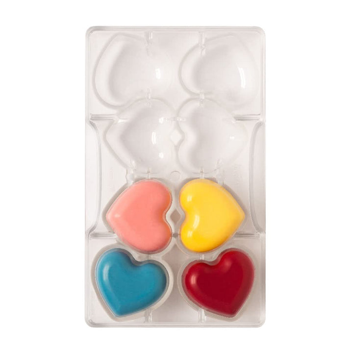 DECORA, 0050073 Herzförmige Schokoladenform aus Polycarbonat, 8 Kavitäten 50 x 20 mm, Ideal für glän
