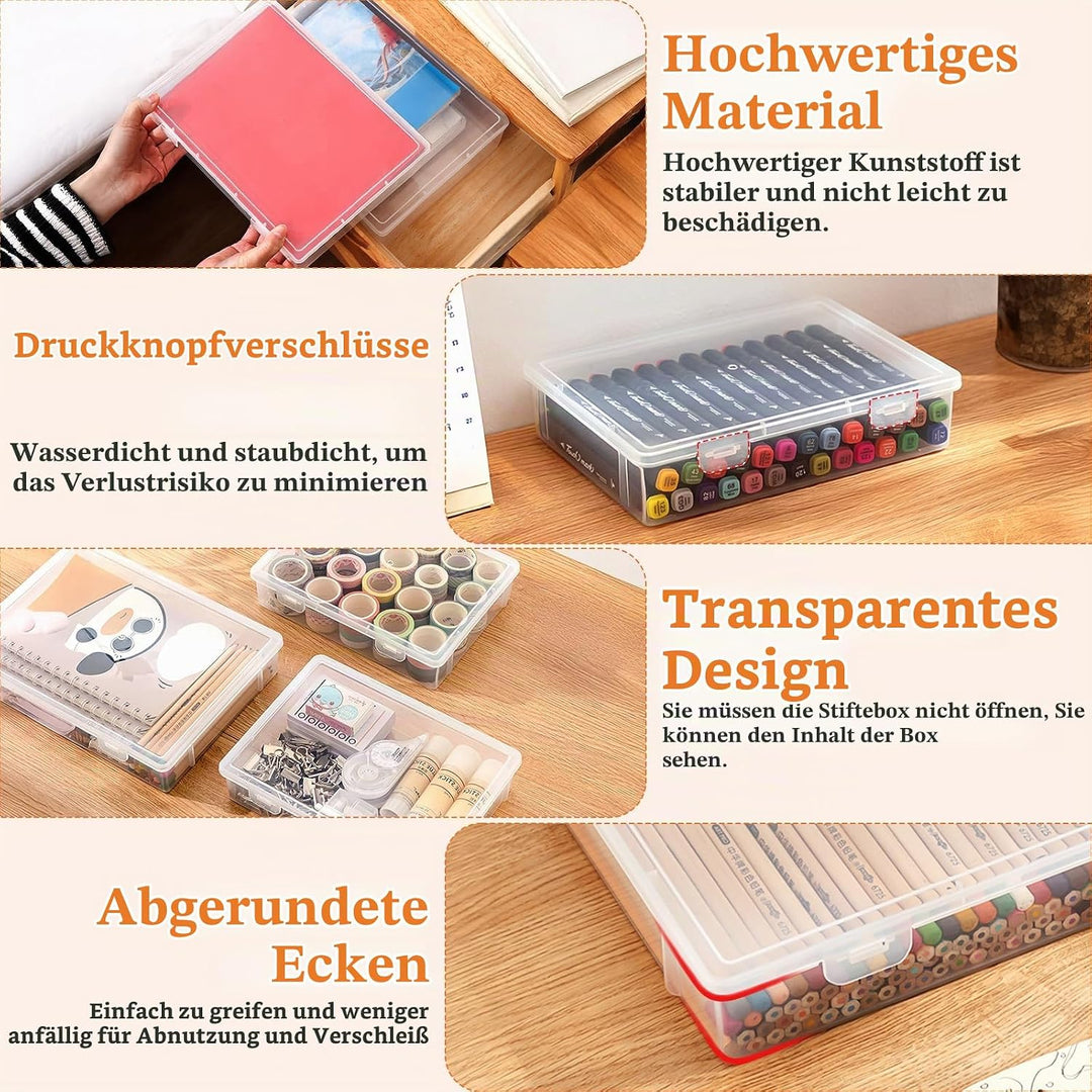 Aufbewahrungsbox Für Büromaterial, Plastik, Stiftebox Mit Snap-Dicht Deckel, Stapelbar, Für Schreibw
