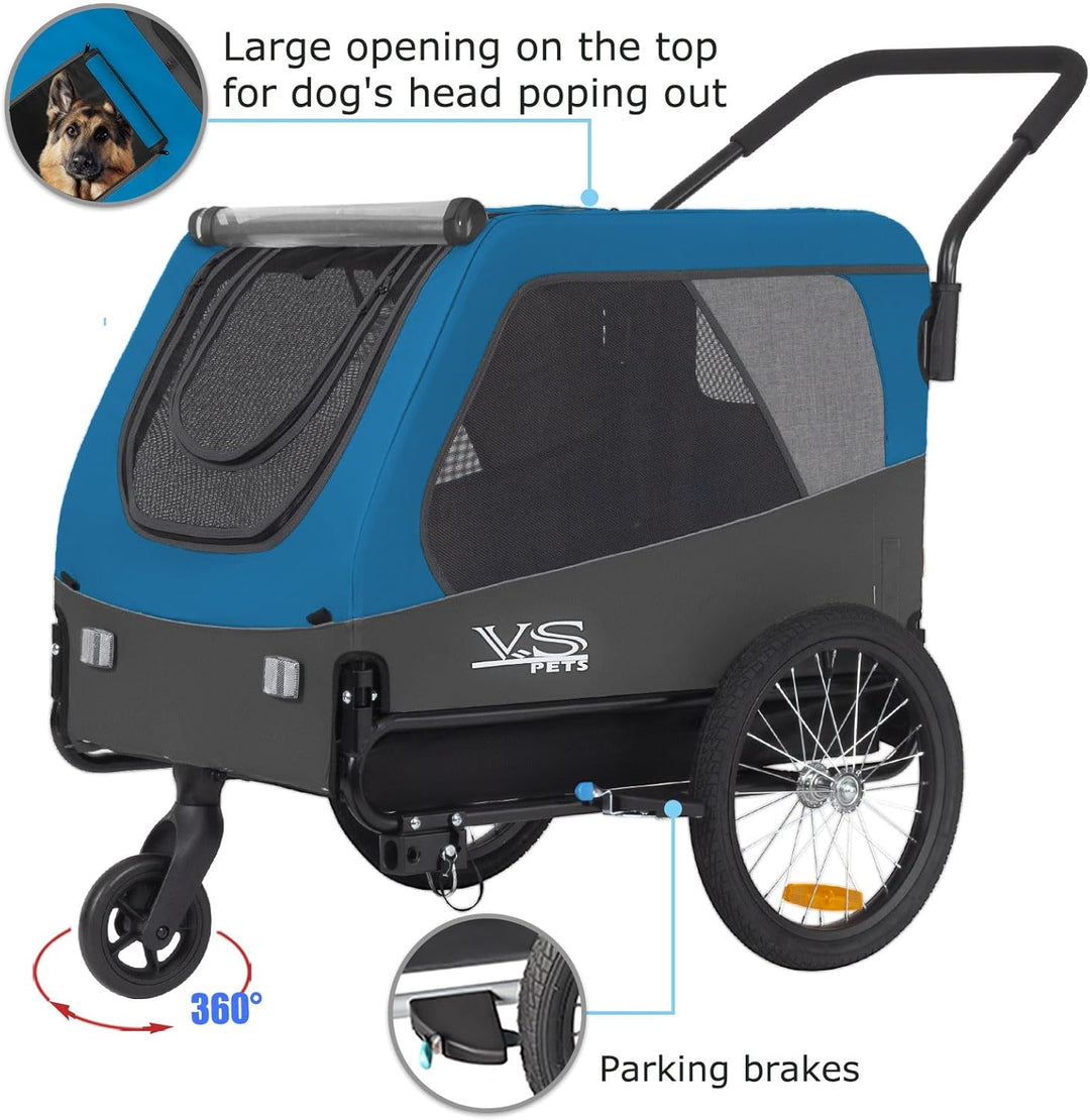 Tiggo VS Pets L Hundeanhänger & Jogger 2-in-1 Hundebuggy, Fahrradanhänger Klappbar,gross ca. 250 Lit