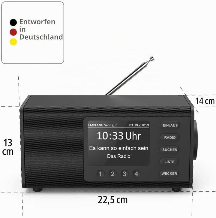 Hama DAB Radio mit DAB+/DAB und FM DR1000DE (Digitalradio mit grossem Display, Küchenradio mit einfa