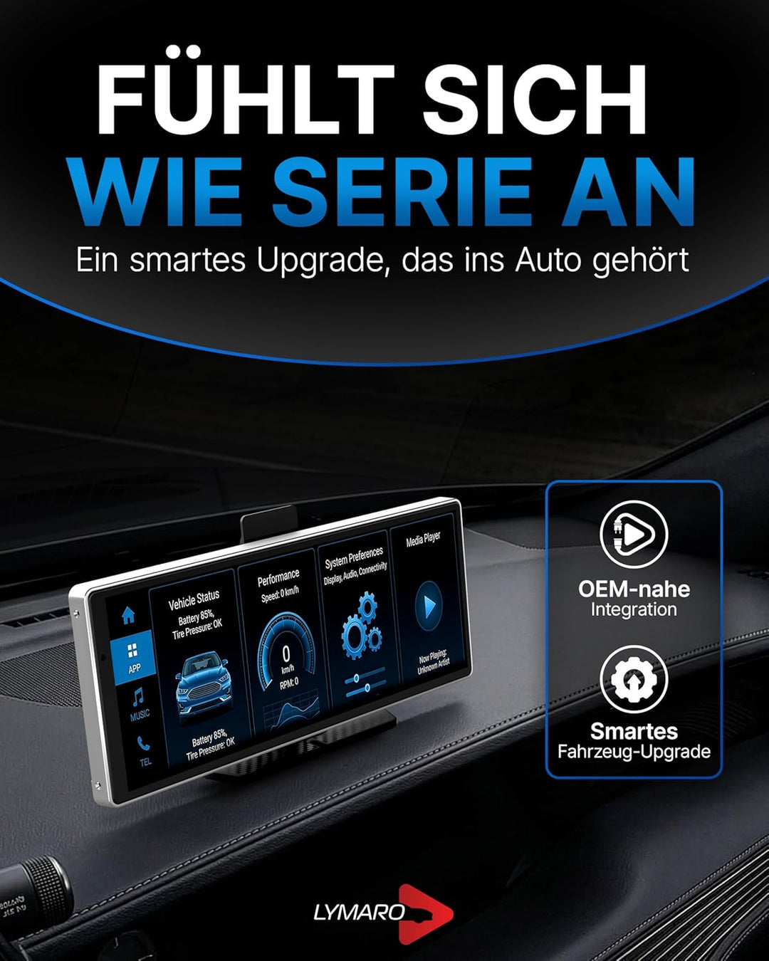 Wireless CarPlay Display & Android Display fürs Auto, tragbares Apple Auto CarPlay Display & Android