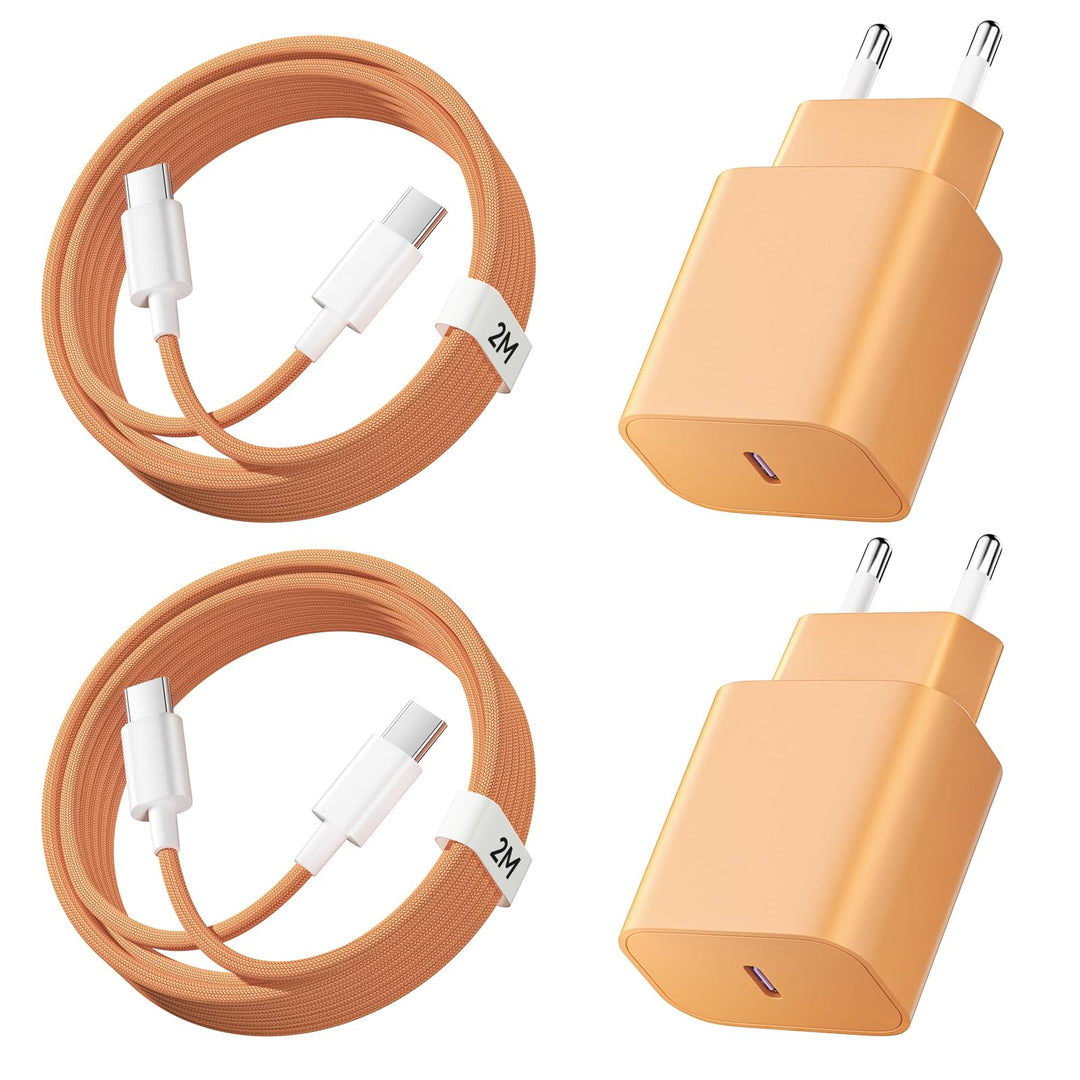2Pack USB C Ladegerät Ladekabel für iPhone 17/16, 20W USB C Schnellladegerät und Schnellladekabel, T