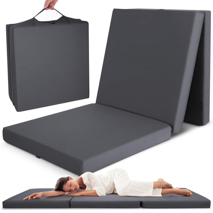 Beautissu Klappmatratze Gästebett klappbar Faltmatratze mit Tragegriff | 80x195cm Anthrazit faltbare