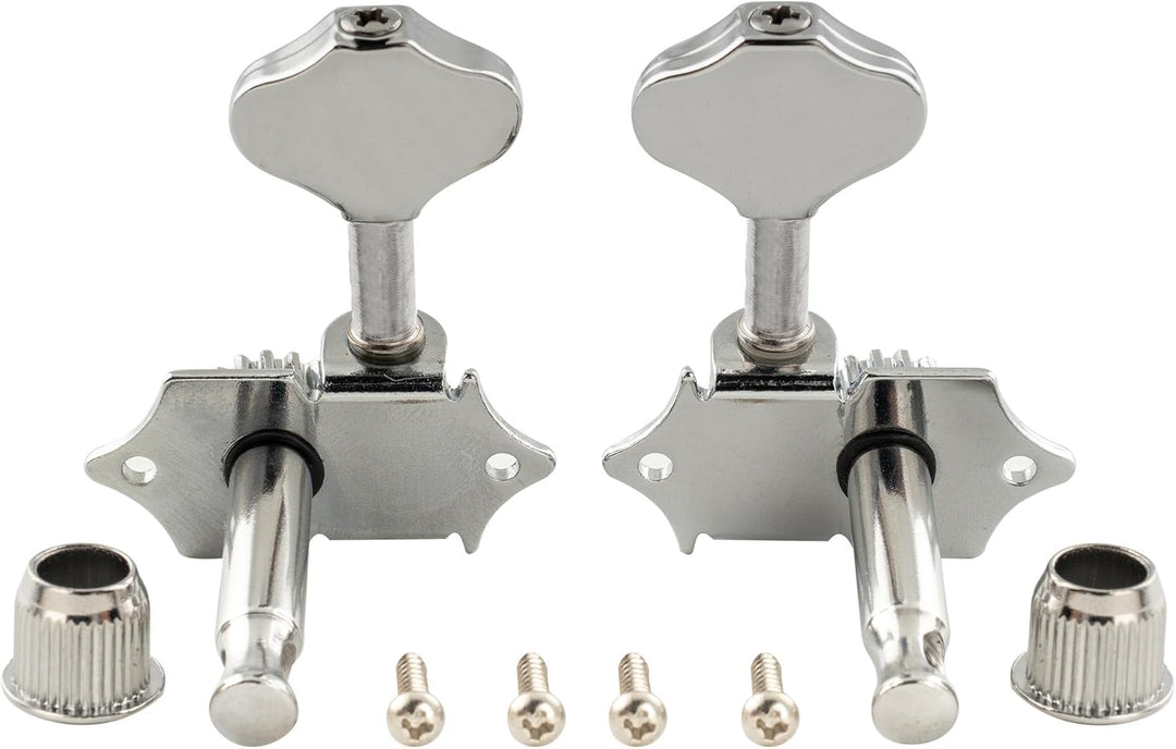 Wilkinson 3R3L Vintage Tuners Offen Mechaniken Set für Akustikgitarre/Westerngitarre, Chrom mit Butt