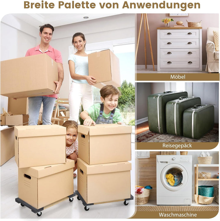COSTWAY Transportroller, Möbelroller 77 x 47 cm bis 450kg, Transportwagen mit 4 Universalrädern, Möb