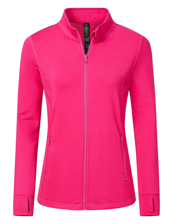 MoFiz Sportjacke Damen Leicht Trainingsjacke Mikrofleece Sweatjacke Wandershirt mit Reissverschluss