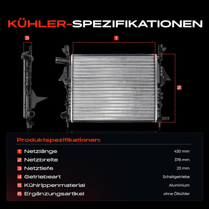 Frankberg Kühler Wasserkühler Motorkühler Schaltgetriebe Kompatibel mit Twingo I C06 1.2L 1996-2007