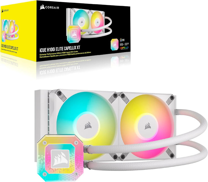 Corsair iCUE H100i Elite CAPELLIX XT Flüssig-CPU-Kühler - Zwei AF120 RGB Elite-Lüfter - 240-mm-Radia
